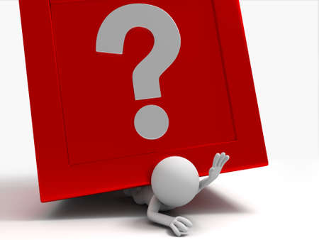 A 3d people was pinned the question boxの写真素材