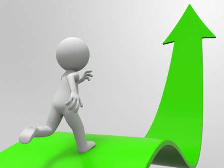 A 3d people is standing in the arrow aboveの写真素材