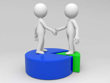 Two 3d people are shaking handsの写真素材