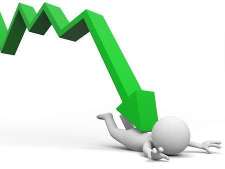 A 3d people is standing in the arrow aboveの写真素材