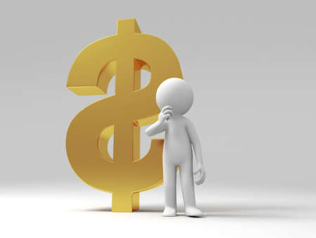 A person standing in front a Dollar Mark の写真素材