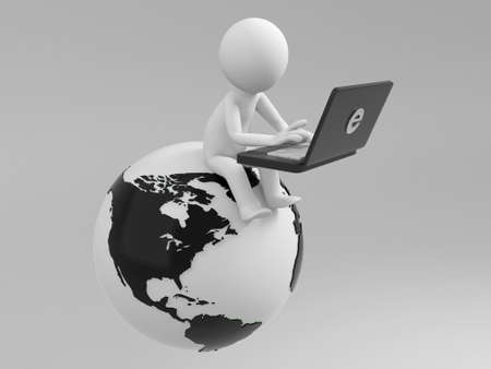 A 3d people using a computerの写真素材