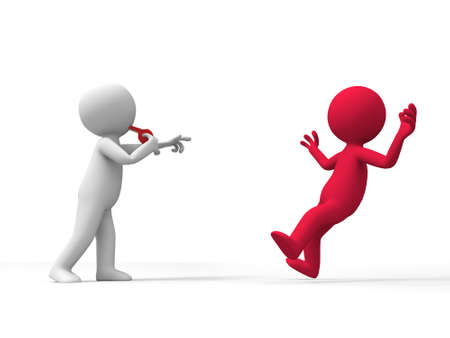 A man is blowing the whistle warning someone