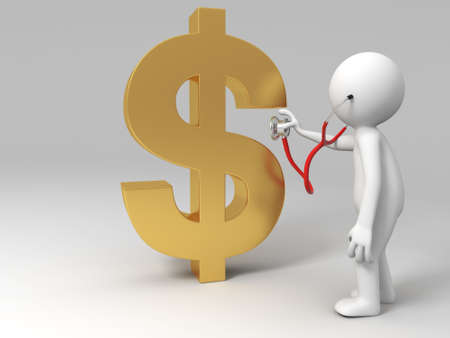A person are diagnosing  dollars