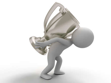 One difficult carrying a trophyの写真素材