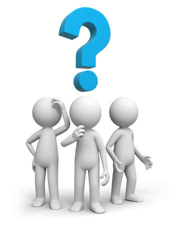 Three people are thinking aboutの写真素材