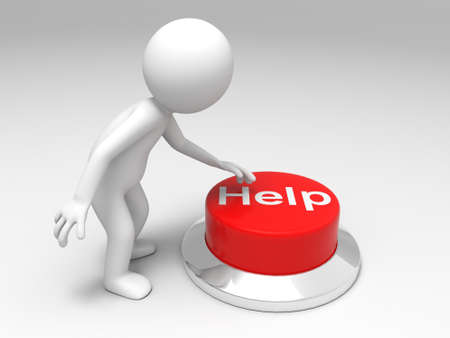 For help   A man is pushing the button