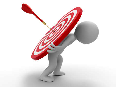 Darts target a people is carrying a dartboard  with difficultyの写真素材