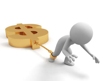 dollars burden  crisis A people dragging a dollar sign の写真素材