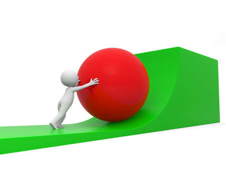 Difficulties impossible  A man in the push heavy ballの写真素材