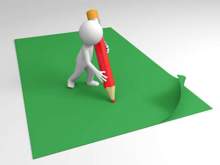 A person to write with a pencil on paperの写真素材