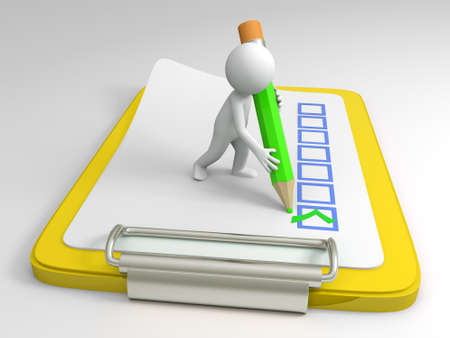 A person to markwith a pencil on the broadの写真素材