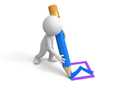 A person to mark with a pencilの写真素材