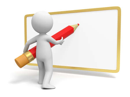 Write Pencil  board  A person in writing with pencil on the boardの写真素材