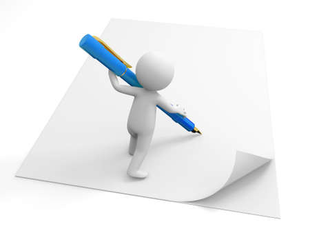 Write Pen A person in writing with a pen on the piece of  paperの写真素材