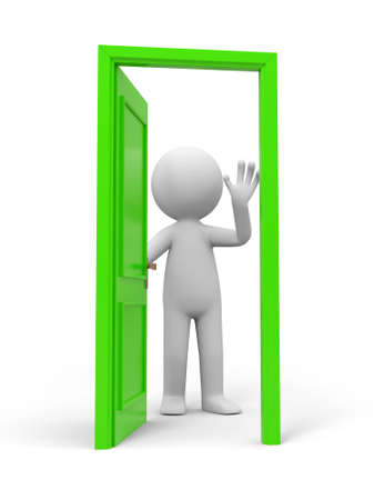 Door  people and a opened doorの写真素材