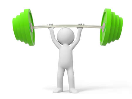 Barbell a man carrying a barbellの写真素材
