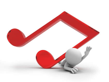 A 3d man being pressed by a note modelの写真素材