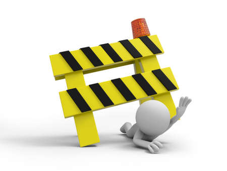A 3d person pressed by the roadblocksの写真素材