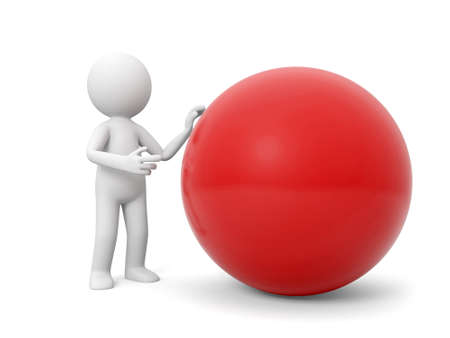 A 3d people standing besides a red ballの写真素材