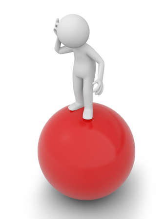  A 3d people standing on a ball, thinkingの写真素材