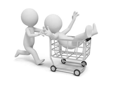 A 3d human character  shopping cart shopの写真素材