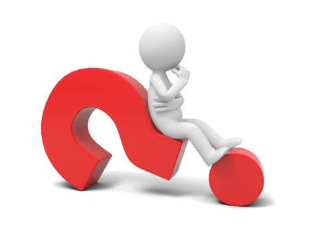 A 3d human character  a question mark の写真素材