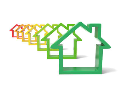 3d green house isolated on white の写真素材