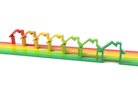 3d green house isolated on white の写真素材