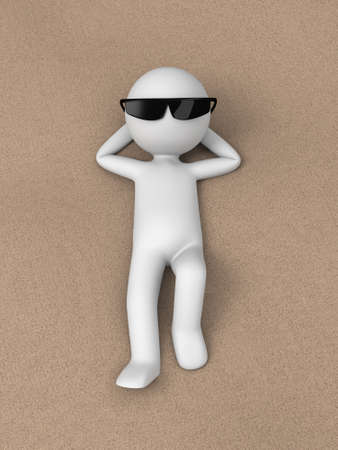 A 3d people lying on the beachの写真素材
