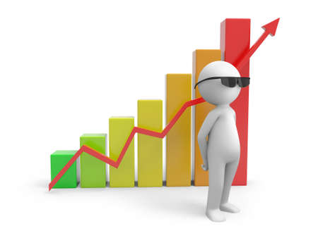 3d people near a chartの写真素材