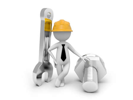 3d people monitoring lovers with a spanner,の写真素材