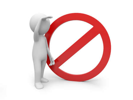 3D people with a stop signの写真素材