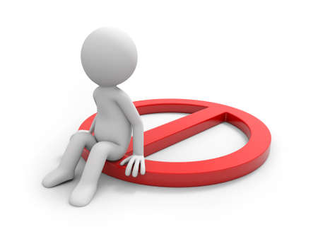 3D people with a stop signの写真素材