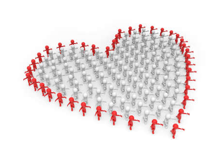  3d people,heart, Large crowd of peopleの写真素材