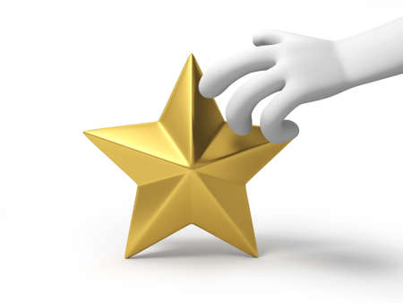 A hand will hold the gold starの写真素材