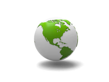 A 3d earth isolated on white backgroundの写真素材