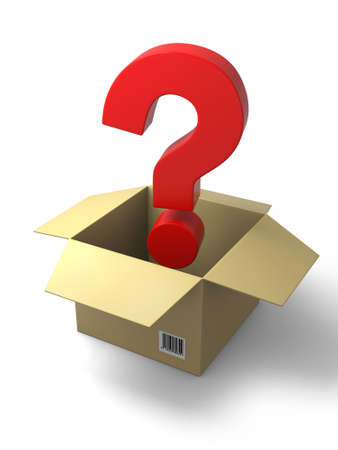3d rendered red question mark in an open box