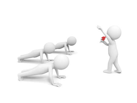 3d people doing gymnastics exercise Isolated on White Backgroundの写真素材