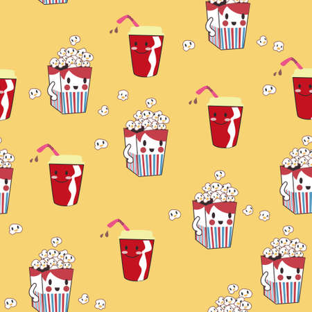 seamless pattern background with bag of popcorn in vectorのイラスト素材