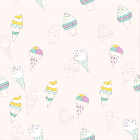 seamless pattern background with Ice cream cones in vectorのイラスト素材