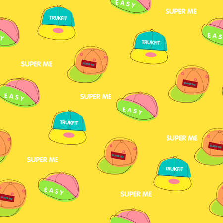 seamless pattern background with cap in vectorのイラスト素材