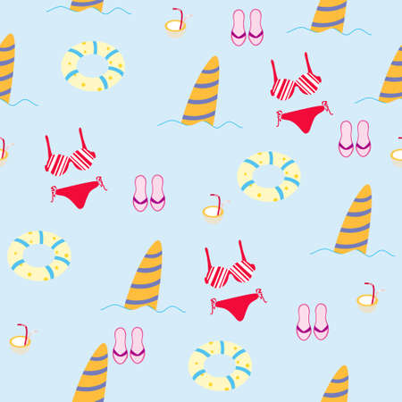 seamless pattern background with beach elements in vectorのイラスト素材
