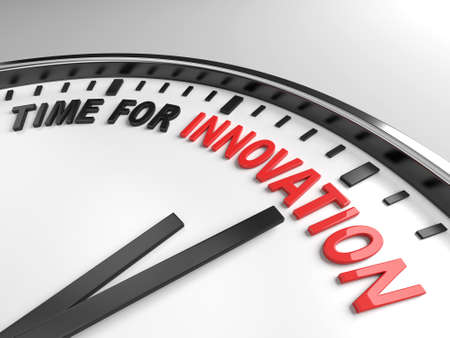 Clock with words time for innovation on its faceの写真素材