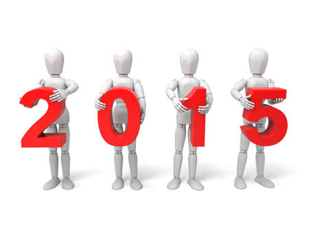 3d people with text and 2015. Isolated white background.の写真素材