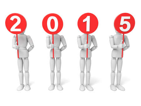 3d people with text and 2015. Isolated white background.の写真素材