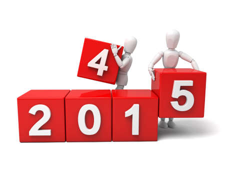 3d people with text and 2015. Isolated white background.の写真素材