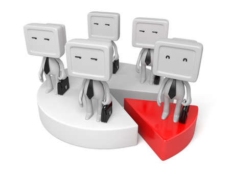 3d people with a chart. 3d image. Isolated white background.の写真素材