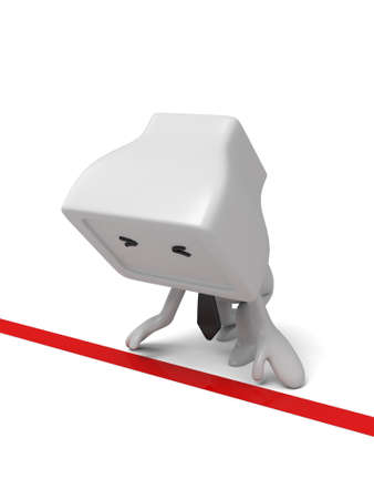 3d small people on a starting line. 3d image. Isolated white background.の写真素材