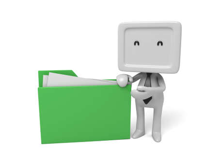 3d people with a folder. 3d image. Isolated white backgroundの写真素材